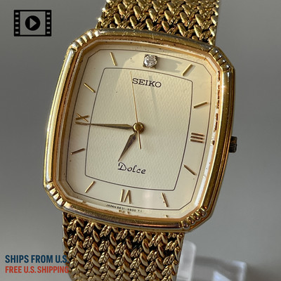 SEIKO Dolce セイコー 5E31-5A90 ゴールド クオーツ 腕時計 SEIKO Dolce 5E31-5A90 Vintage 1991 [US Stock] Diamond Gold Mens