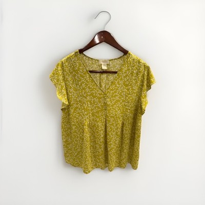 Cynthia Rowley Women s Floral Olive Green Soft Blouse Size 2XL NWOT
