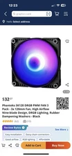 Phanteks D-RGB 4-Pin PWM 120mm Black Case Fan, Pack of 3, PH-F120SK_DRGB_PWM_3P