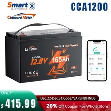 LiTime 12V 165Ah Dual Purpose Marine Lithium Battery 1200 CCA with Bluetooth