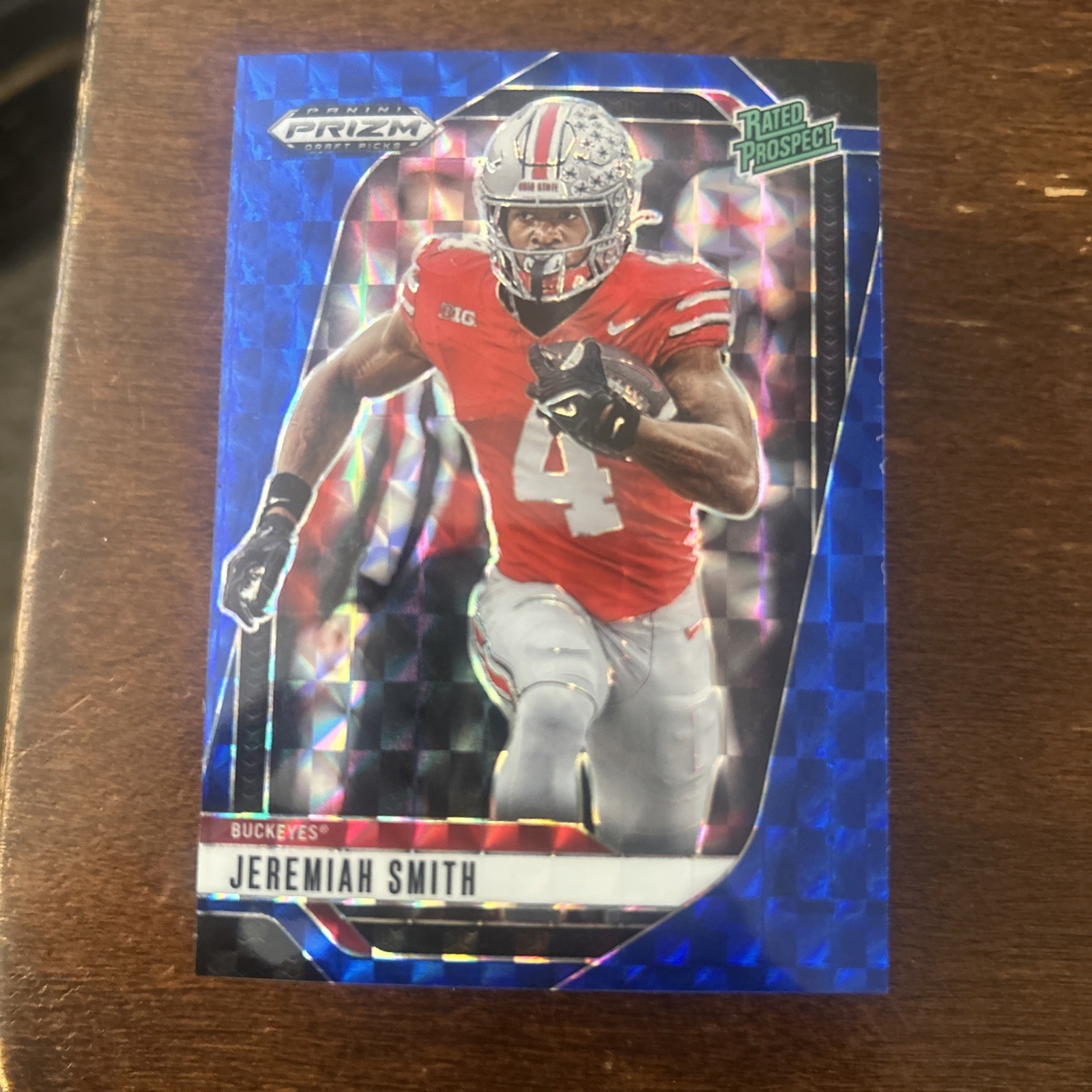 Jeremiah Smith 2025 Panini Prizm Draft Picks Rated Prospect Blue Finite #/89