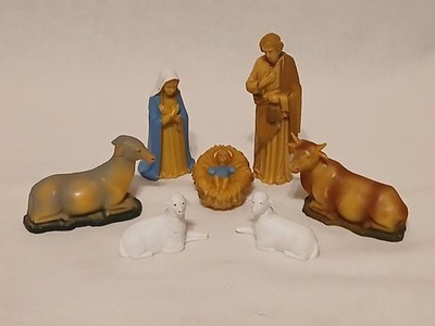 Vintage ARA Plastics Religious Nativity Figurines - lot of (7) pcs