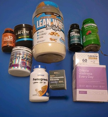 10 Bodybuilding Supplement Bundle- Whey Protein, Pre workout, Creatine, HMB, + 
