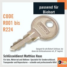 Schlüssel Code R001 bis R224 passend für Biohort Boxen Schlösser Ersatz [#1502