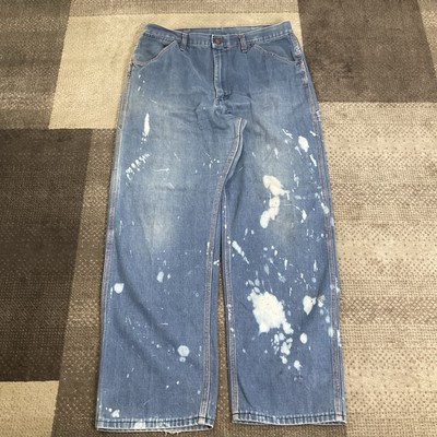 Vintage Big Mac Carpenter Jeans Mens Size 34X28 Bleached Blue Denim