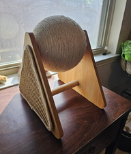 Wood Cat Scratcher Stand w/ Sisal Rope Ball Triangle Scratch Pad Small