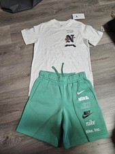 Boys Nike Swoosh Short And T-shirt Set Green white Size M