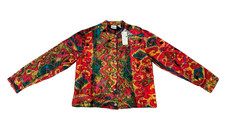 CHICOS VINTAGE Y2K ART-TO-WEAR EMBROIDERED BEADED SILK JACKET BLAZER 1/M- NWT