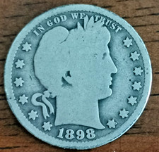 1898-S Barber 90% Silver Quarter G/VG Nice Full Rims on Both Sides