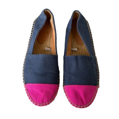 J. Crew Color block Canvas Cap Toe Slip-On Espadrilles Size 7.5 Navy Pink
