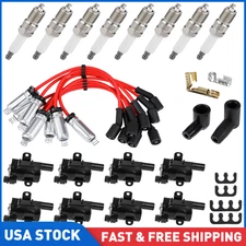 8* Ignition Coil Pack&Iridium Spark Plug&Wires For Chevy Silverado 1500/2500 GMC