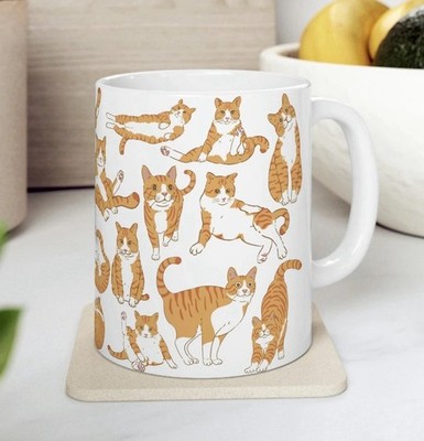 Funny Orange Cat Mug -11 & 15oz Cat Coffee Mug Orange Tabby Cat Lover Gift Ideas