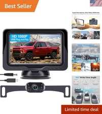 Plug & Play HD 1080P Backup Camera with 4.3” Monitor - Waterproof & Night Vision