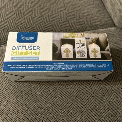 Interiors Candle Holder Diffuser Gift Set with Vanilla Oil
