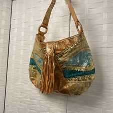 Borsa a tracolla Braccialini vera pelle Made in Italy oro/arancio/azzurro 