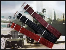 NATO ® strap G10 Buffalo Leather RAF Military watch band Brown bonded IW SUISSE