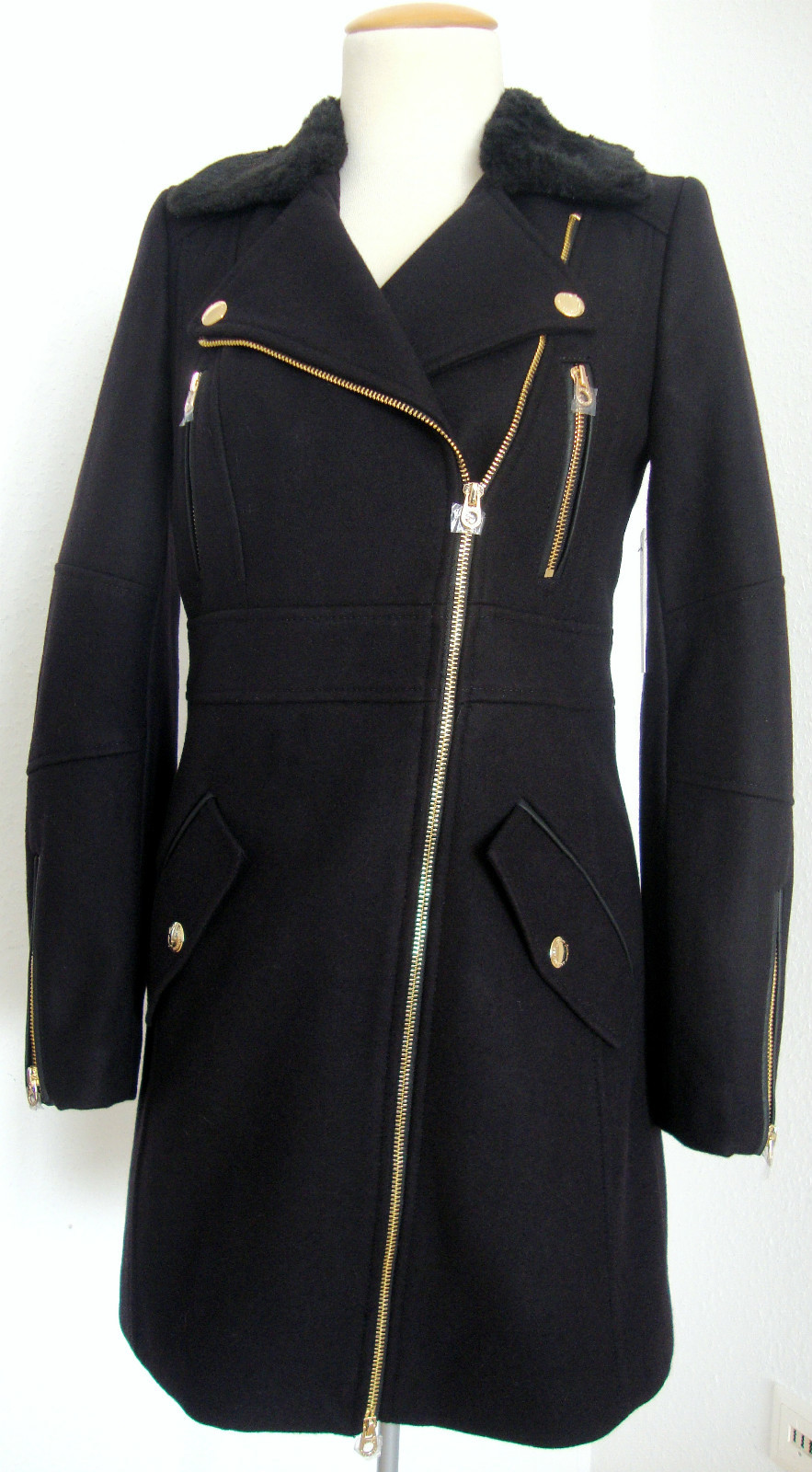 ALTRA JUICY COUTURE WOOL MELTON COAT cappotto di lana giacca cappotto donna taglia M nuovo con etichetta