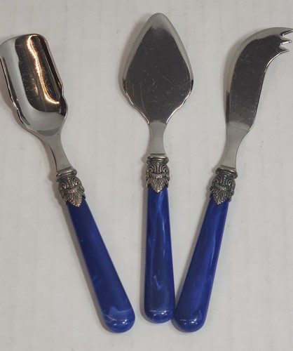 Inox Italy Napoleon Blue 3 Piece Cheese Serving Set Stainless Steel 18/10