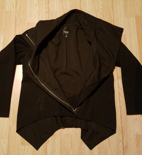 Simply Vera Wang Full Zip Jacket Women XL Black Collared Long Sleeve - Picture 6 of 10