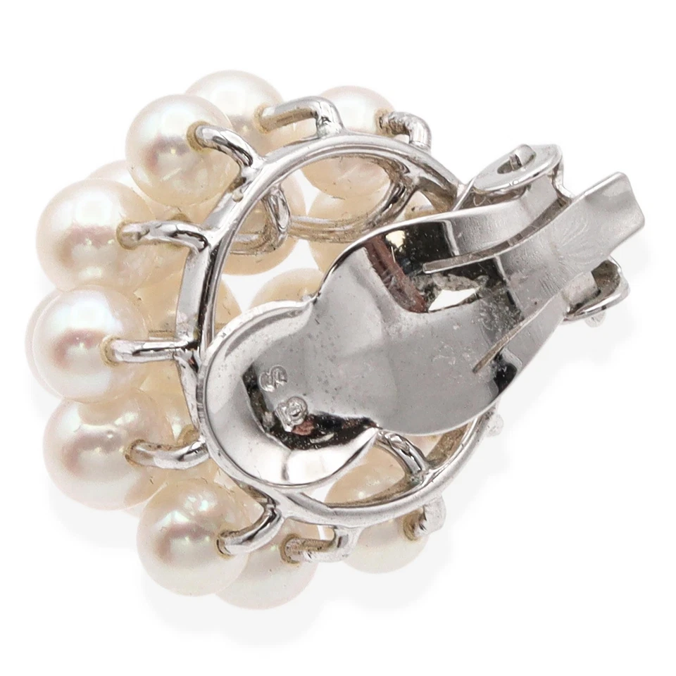 Tasaki Pearl Cluster Silver Plated Clip On Earrings - Image 4 of 4
