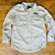 Shimano Power Pro Tan Long Sleeve Vented Fishing Shirt Mens Size Medium