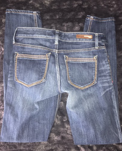 Express Stella Low Rise Bronze Studded Ankle Skinny Stretch Jeans Size 4 - Picture 2 of 8
