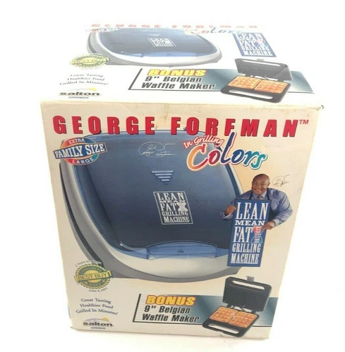 George Foreman Fat Reducing Grilling Machine & Bonus Belgian Waffle Maker RARE!