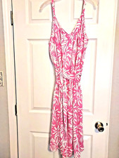 Gap Pink/White Tropical Print Cotton Rayon Lined Tie Sundress XL - NWT