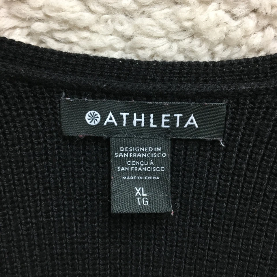 Suéter Athleta Extra Grande Adulto Negro Cuello en V Tejido Lana Merino Pullover Para Mujer Foto 3 de 4