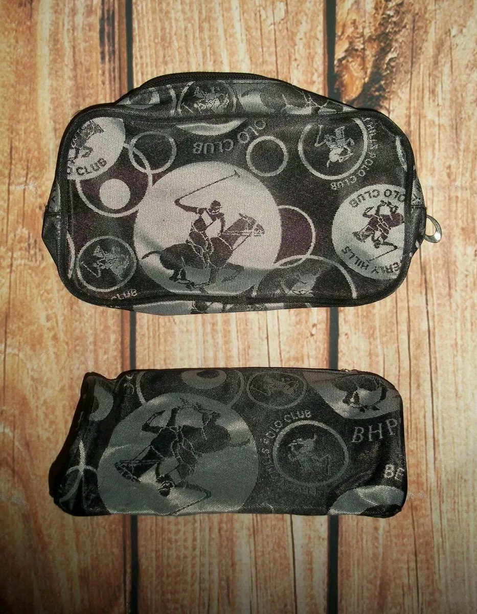 BEVERLY HILLS POLO CLUB BLACK COSMETIC MAKEUP BAG SET