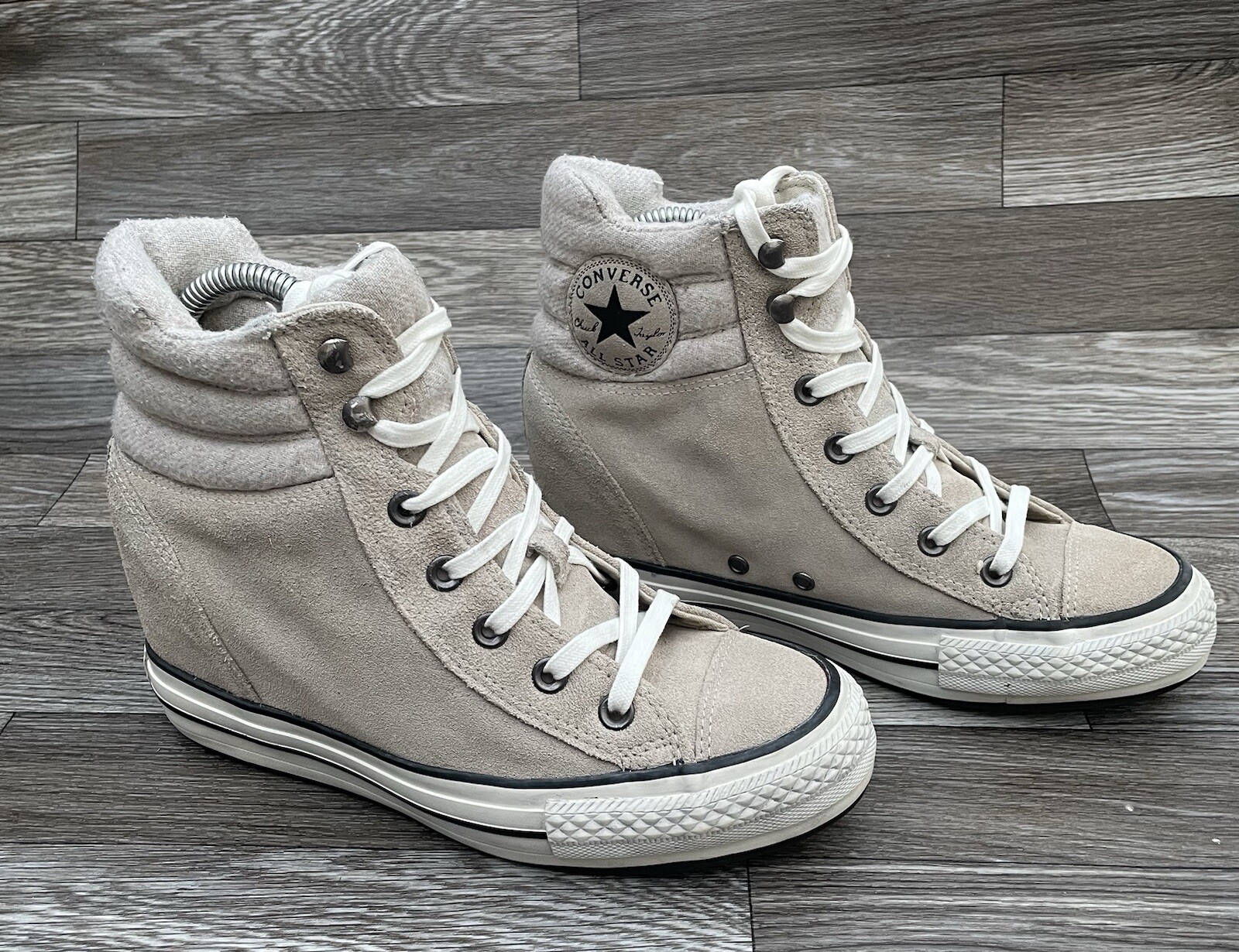 Converse All Star Womens Platform Hi Sneakers in Beige Suede Size 9M-image