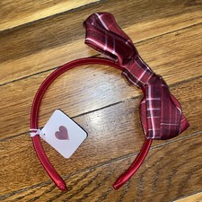 NWT The Children  s Place Classic Red Party Plaid Bow Girls Headband One Size