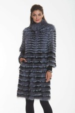 Real Genuine Natural Silver Fox Black Fox Coat Plus Size