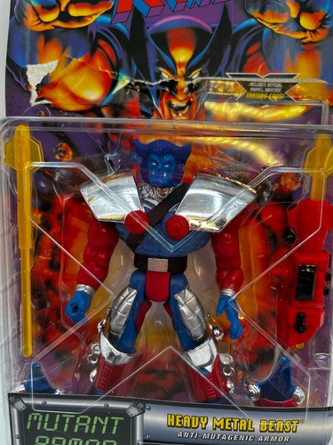1996 Toybiz Marvel Comics X-Men Mutant Armor Heavy Metal Beast Figure NIOB! - Picture 2 of 4