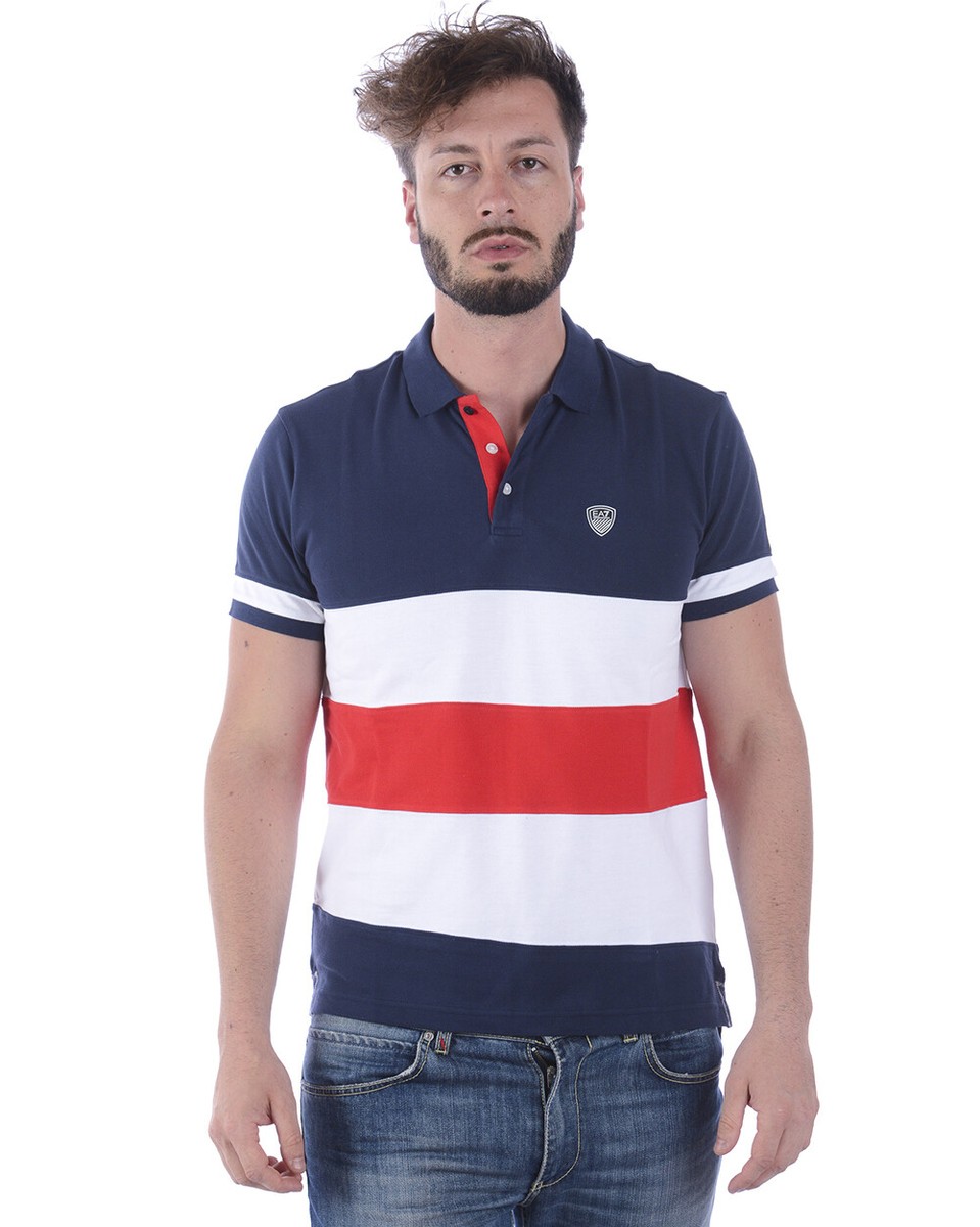 Polo Emporio Armani EA7 Polo Shirt Cotone Uomo Blu 3ZPF57PJ61Z