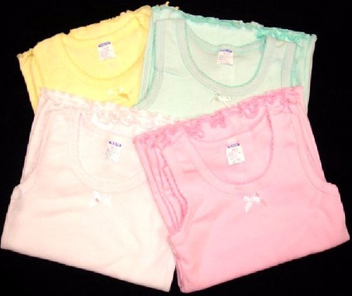 4pk Girls Regular Straps Tank Tops Cotton Undershirts Toddler Kids Size 1~12 - Picture 3 of 12