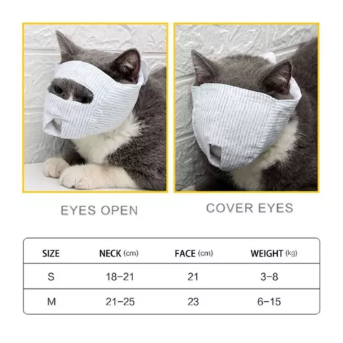 Pet Cat Muzzle Anti-Bite Protective Cover Eye Mask Mouth Cover Breathable Hood - Picture 2 of 14