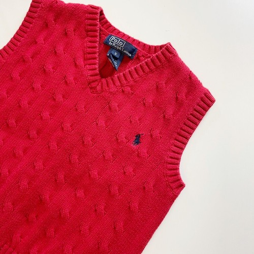 • Polo Ralph Lauren Red Cable Knit Sweater Vest • Size 5 - Picture 2 of 4