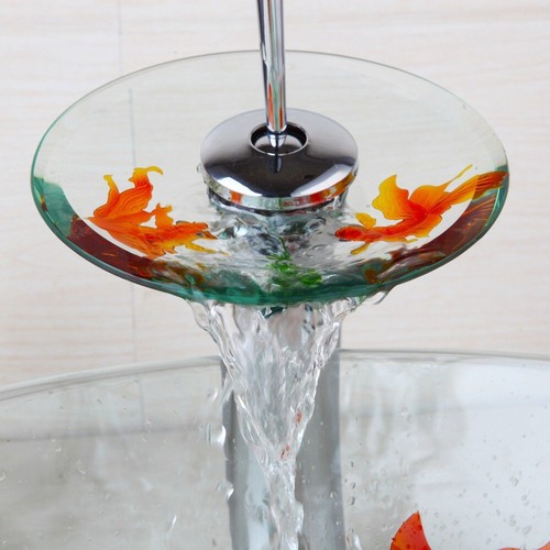 Chrome Bathroom Sink Faucet Glass Waterfall Deck Mounted Mixer Brass Tap - Picture 31 of 43