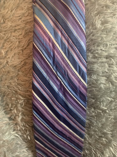 Bruno Piattelli Necktie Men's Pure Silk Multicolor Striped Tie - Picture 3 of 4