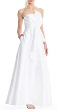 Adrianna Papell Mikado Strapless Bow Gown Ivory Sz 14