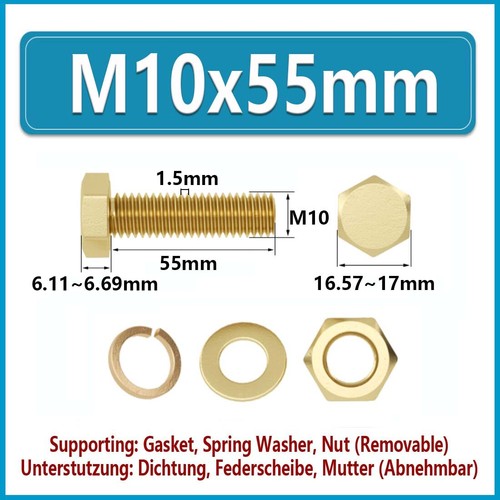 Tornillos hexagonales de latón M3 ~ M16 con tuercas y arandelas y pernos completamente roscados - Imagen 62 de 97