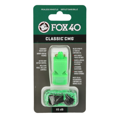 Fox 40 Classic CMG Whistle with Lanyard Referee-Coach Neon Green 9603-1408