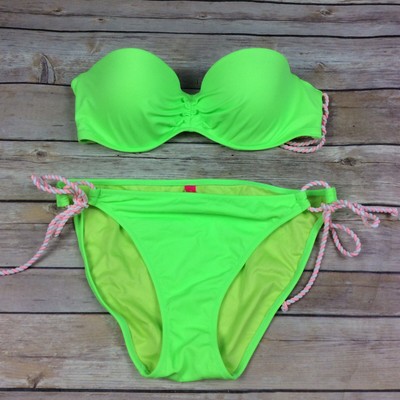 neon green strapless bikini