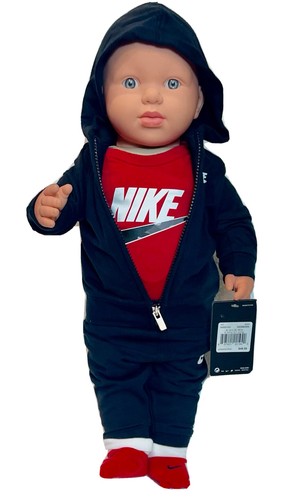 NIKE Baby Boys 5-pc GIFT SET:Bodysuit, Jacket, Pants & Booties 0-6 Months BLACK - Picture 3 of 7