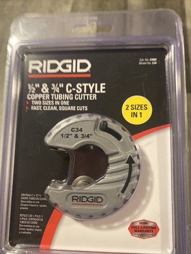 RIDGID 57008 C-Style Close Quarters Copper Tubing Cutter, 0.5" and 0.75" New - Picture 2 of 4