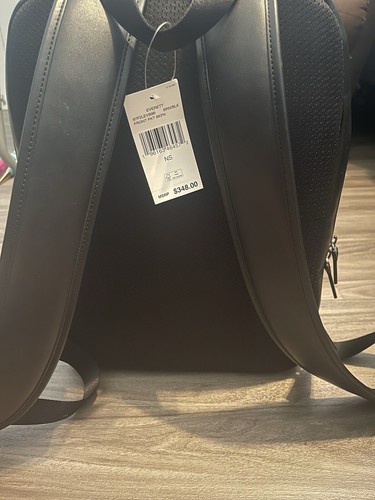 MICHAEL KORS EVERETT Front Pocket Brown MK Logo Black Leather Backpack NWT $348 - Picture 7 of 7