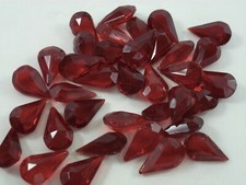 36 Vintage Glass Rhinestones Teardrop Pear Ruby Red TTC PB 13x8mm E4-5B