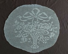 Centro tavola rotondo ad uncinetto fatto a mano 100% cotone ecru