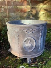 Vintage Heavy Georgian Style Circular Lead Planter Jardiniere ht. 27cm x 35cm